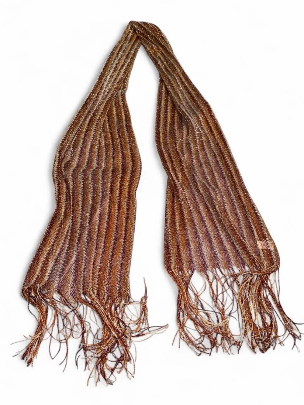 Woven Metallic Fringe Scarf